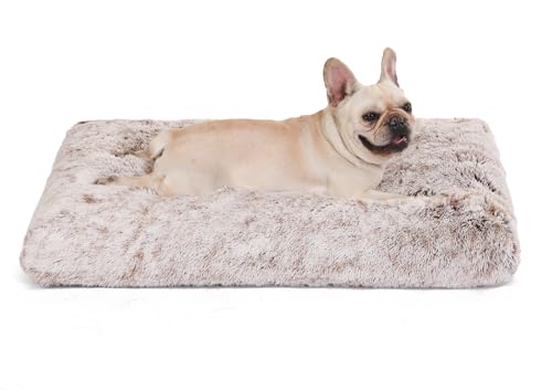 Bedfolks Waterproof Dog Crate Bed,Plush Dog Bed with Removable Washable Cover,Faux Fur Dog Crate Pad...