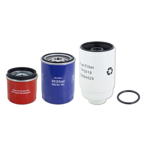 TP3018 Fuel Filter and 29539579 Transmission Filter and PF2232 Oil Filter Compatible with 6.6L Duramax Diesel Chevy Silverado Express GMC Sierra
