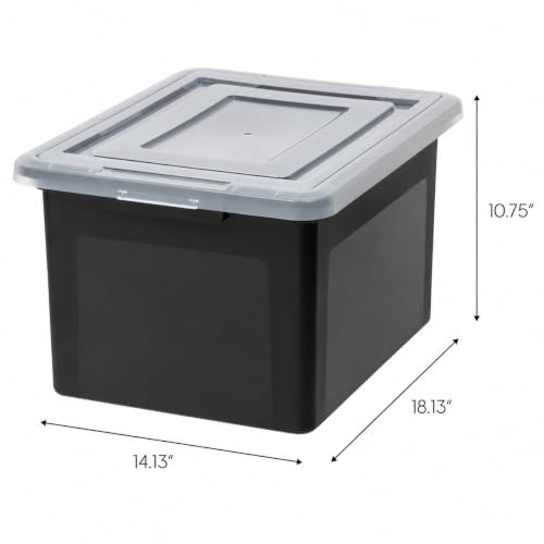 Image of IRIS USA 4-Pack 35 Qt. Letter /Legal File Box with Latching Lid, Black | Organize lesson plans, classroom files and teaching materials with secure storage for teachers, schools and educators