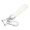 QBUC Genuine Leather Car Keychain,Universal Heavy Duty Metal Key Chain Accessories,Car Fob Key Keychain Holder with 360 Degree Rotatable Snap Swivel and Anti-Lost D-Ring for Men Women(White)