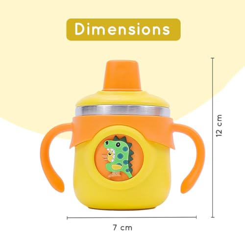Image of Stainless Steel Baby Sipper Bottle for Kids - 260 ml | Leakproof Sippy Cup with Straw | Travelling Water Bottle for Kids (Yellow)