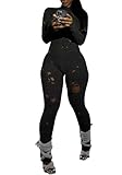 LETSVDO Knitted Jumpsuits For Women Long Sleeve Mesh Crochet Cutout Turtleneck Bodycon One Piece Jumpsuit Romper Sexy