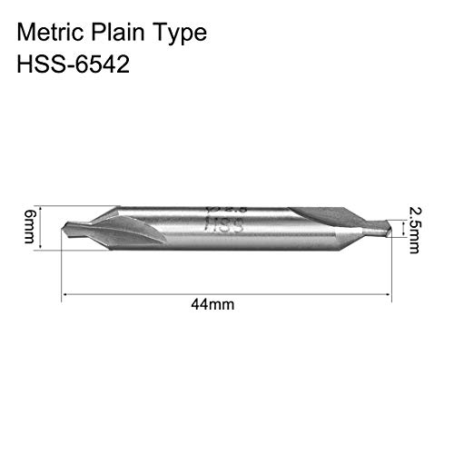 Uxcell Combined Drills Metric Plain Type 2.5Mm X 6Mm, 6542 Hss Countersinks 5Pcs #TOP1