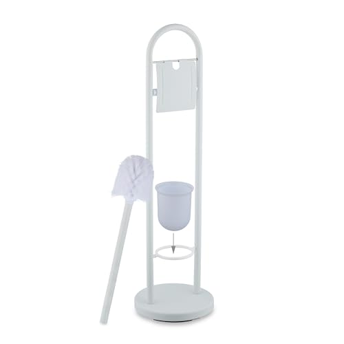 Image of Relaxdays Toilet Brush Holder Stainless Steel H x D 79 x 22 cm White