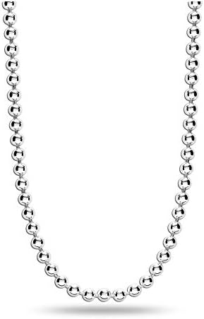 LeCalla Links Sterling Silver Italian Jewelry 1.2 MM, 1.50 MM, 2 MM, 3 MM Ball Chain Necklace for Teen Women and Men (16, 18, 20, 22, 24 Inches)