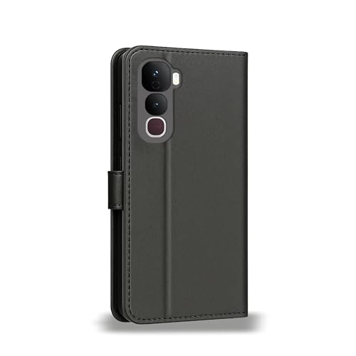 Image of AIBEX Shock Proof Flip Compatible for Vivo Y400 5G Flip Cover Leather Finish | Inside TPU with Card Pockets | Wallet Stand | Complete Protection Flip Case - Black