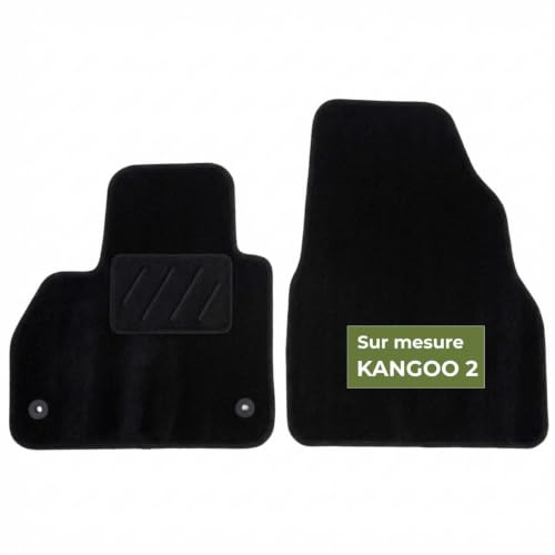 Tapis De Sol Utilitaire Moquette - sur Mesure Renault KANGOO 2 (01/2008-03/2021) - Antidérapant - Clips De Fixation - Talonnette Renforcée