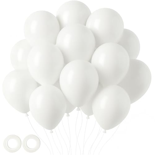 Image of Voircoloria 105pcs White Balloons 12inch Party Balloons for Birthday Baby Shower Graduation Wedding Anniversary Party Decorations