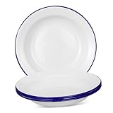 balacoo 4 Stück Teiliges Emaille Servierplatten Weiß Flache Kanten Dekorative Retro Stil Obst und Snackteller für Zuhause Hotel und Party Langlebig und Pflegeleicht