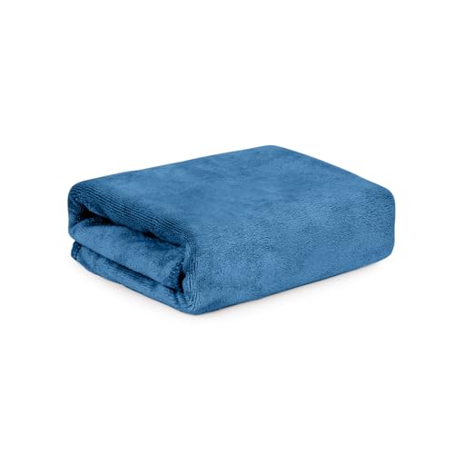 Image of HOUSSE Premium Microfiber Bath Towel - Extra Large 75x150cm Quick Dry Towels for Women Men & Kids | Super Soft Plush 550 GSM | Ultra Absorbent for Home Swimming Sports & Travel (Ink Blue)