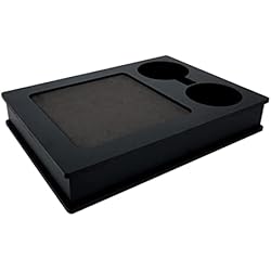 Base Para Celular Mdf meistar Mesa para sofá, cama, TV y regazo para comer con base de EVA y 2 portavasos, mando a distancia y soporte para teléfono celular, organizador de reposabrazos (negro)