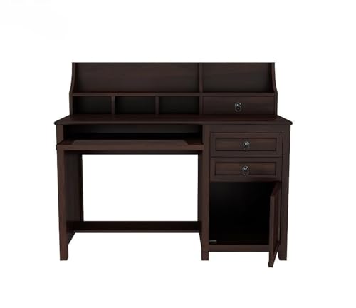 Image of Taj Solid Sheesham Wooden Study Table for Home and Office with Drawer and Cabinet Storage | Study Desk | Computer Table | Desktop Table (Walnut Finish) (61D x 119.4W x 106.7H) cm