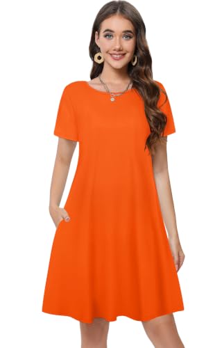 Image of Summer Dresses for Women Casual Tshirt Short Sleeve Floral Sundress Beach Cover Ups with Pockets 2026