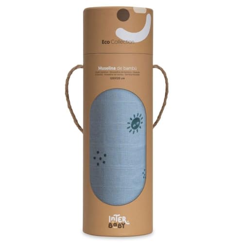 Interbaby Muselina de bambú para bebés 1.20x1.20 - Duendes del Polvo Azul