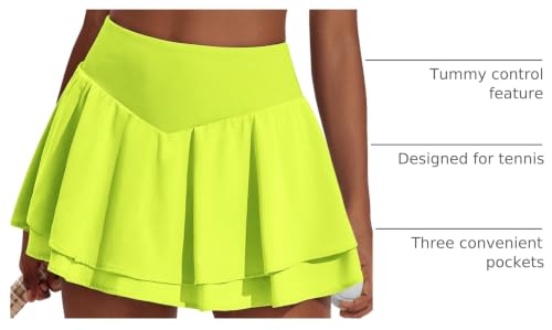 Image of PINSPARK Womens Tennis Skirt Pleated High Waisted Golf Skort with 3 Pockets