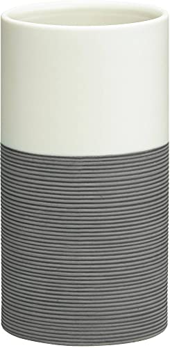 Sealskin Becher Doppio, Zahnputzbecher aus natürlichem Porzellan, Farbe: Grau, handbemalt