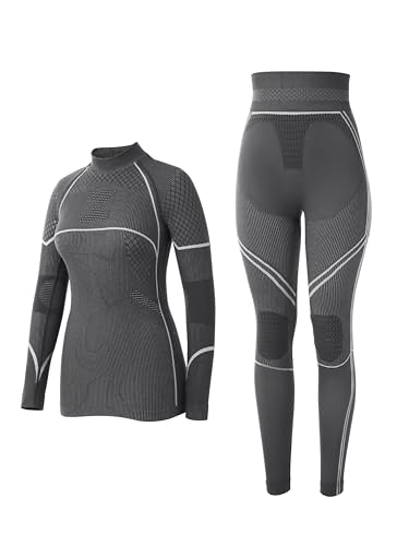 Yousify Womens Thermal Underwear Ski Breathable Warm Base Layer Winter Long Johns Top Bottom Sets for Cold Weather