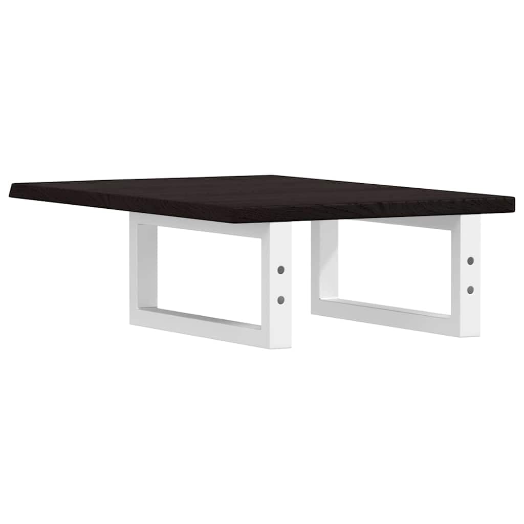 Ripiano Lavabo Sospeso in Legno di Rovere e Acciaio 60x40cm