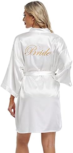 PENGEE Women's Short Kimono Robe Soft Bride Bridesmaid Robes for Wedding Party Bridal Robes Getting Ready