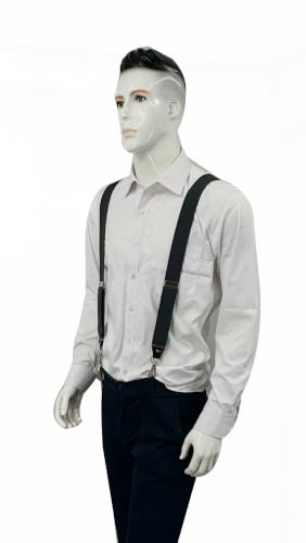 Image of Mens Suspenders with 3 Swivel Hooks Belt Loops 1.4 Inch Wide Heavy Duty Adjustable Braces