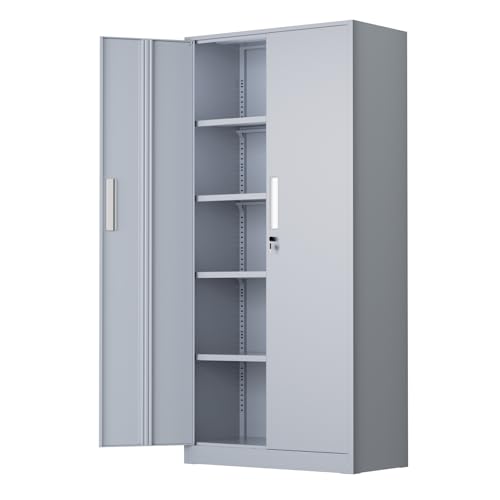 Incbruce 72” Metal Storage Cabinet, Locking Steel Storage Cabinet with 2 Doors and 4 Adjustable...