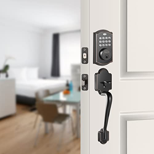 Electronic Keypad Deadbolt, Abolife Keyless Entry Door Lock, Auto Lock, Keyed Entry, Door Lock With Handle, Front Door Handle Sets, Digital Smart Door Lock - Black #TOP1