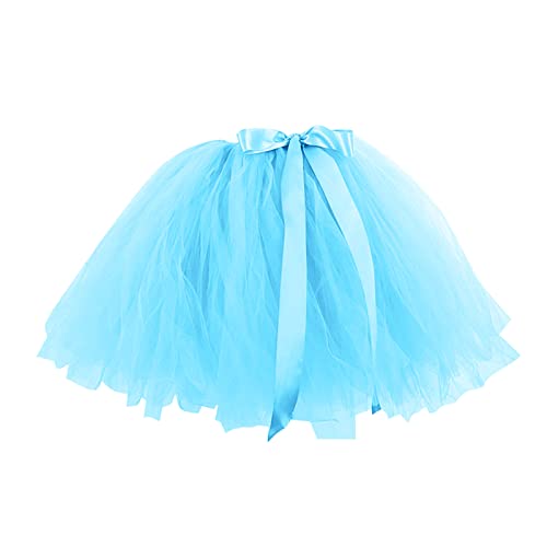 Falda de puerta crema para mujer, para fiestas de vacaciones, falda de moda, tutú, cumpleaños, cake, falda hinchada, ballet, falda de burbuja, falda corta bailarina, azul, Talla única