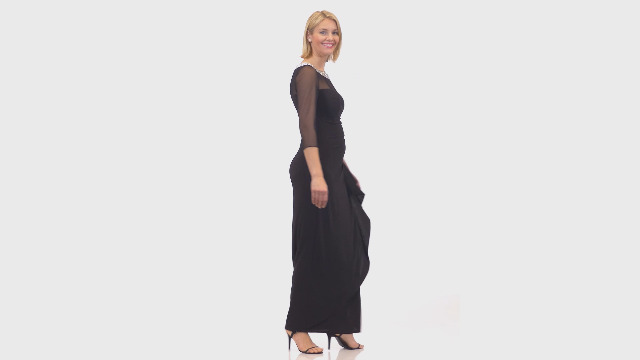 Amazon.com: Alex Evenings Women's Long Matte Jersey Mother of the Bride Dress  with 3/4 Illusion Sleeves (Petite and Regular Sizes), Classic Black, 4P :  Clothing, Shoes & Jewelry