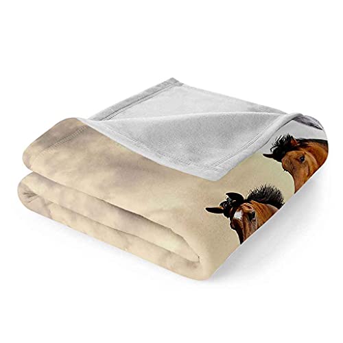 Couverture canapé anti-froid en microfibre douce cheval brun 3D - 7