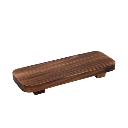 Image of Wood Riser Wooden Inch Decorative Pedestal Stand Tray Displays Decorations for Rustic Home and Kitchen Decor - Pack of 3(Brown - 10.6x4x1.5 Inch)
