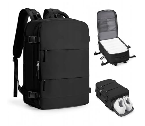 Essosway Mochila de viaje de avión, Negro, Equipaje de mano