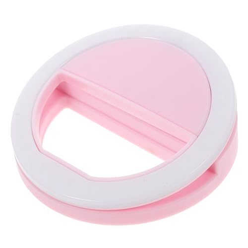 FONDOTIN Luz Selfie LED de Clip para Teléfono y Portátil Anillo de Luz Redondo Iluminación y Portátil para Videollamadas Maquillaje y Compatible con Móviles y Tabletas Color Rosa