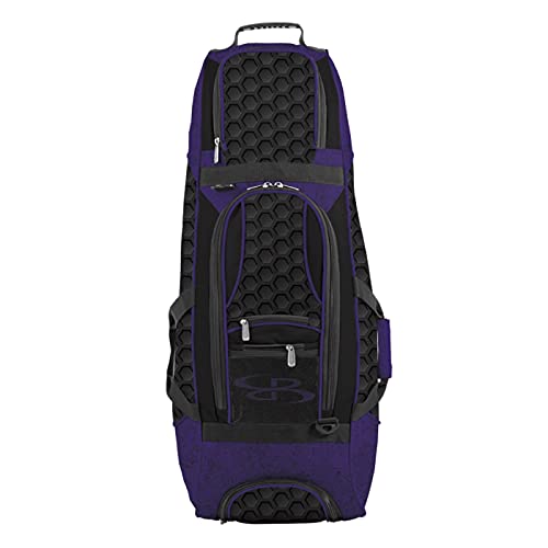 Boombah Spartan Rolling Bat Bag 2.0 3DHC - 38" x 12-1/2" x 12" - Black/Purple - Holds 4 Bats and Much More