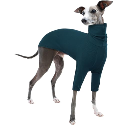 Rollkragenpullover Windhund, Warme Windhund Winter Kleidung Pullover Lurchers Jacke Hundepullover Mittelgroße Hunde Dog Sweatshirt(Blau, M)