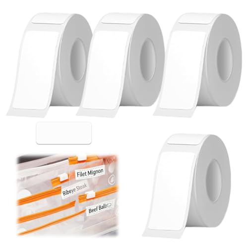 KAHZOR 4 Rollen Thermo-Etikettenband, 12x40mm Wasserdichte & Selbstklebende Thermo-Etiketten Kompatibel mit P21 P12 P31S Q30 D30 P15 HP1 HP2S für Zuhause, Büro, Schule, Fichero Label Printer Etiketten