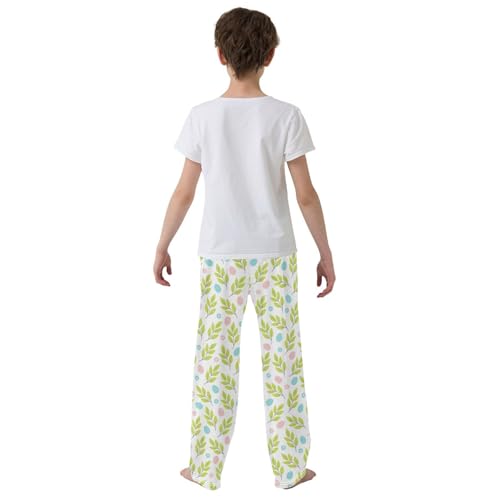 ZZXXB Flowers and Eggs Boys Long Pants Soft Trousers Elastic Waist Kids Lounge Bottoms with Pockets S-XL3