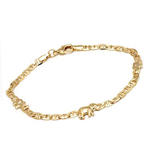 Hmn_Str 10 Inches Flat Marina Elephant Symbol of Luck Anklet Beautiful Lucky Charm 18K Gold Plated With an Elegant Gift Box