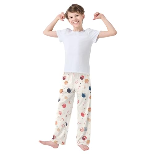 Boys' Pants Baseball Ball Beige Long Bottoms Jogger Pants Elastic Waist Trousers with Pockets S-XL2