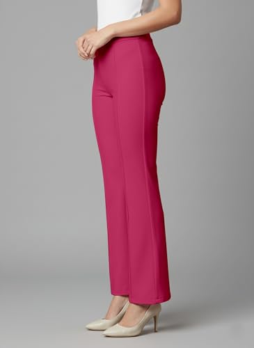 Image of Mehrang Cotton Blend Bootcut Parallel Trouser Pants for Women Regular Fit, Bellbottom Straight Pants for Womens
