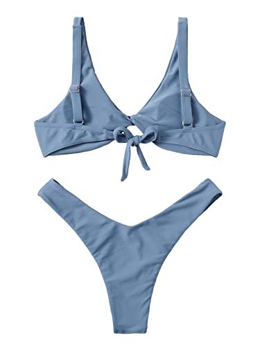Verdusa Women's Twist Front Bikini Set High Cut Thong Tied Back Two Piece Swimsuit2
