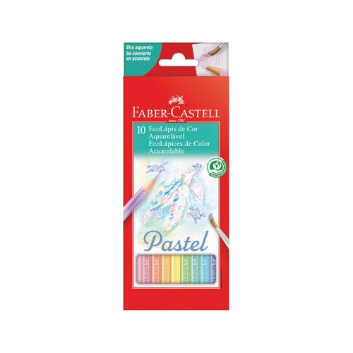 Ecolapis de cor, Faber-Castell, 120210P, aquarelavel, Tons pastel, estojo com 10 cores, Multicor, 120210P