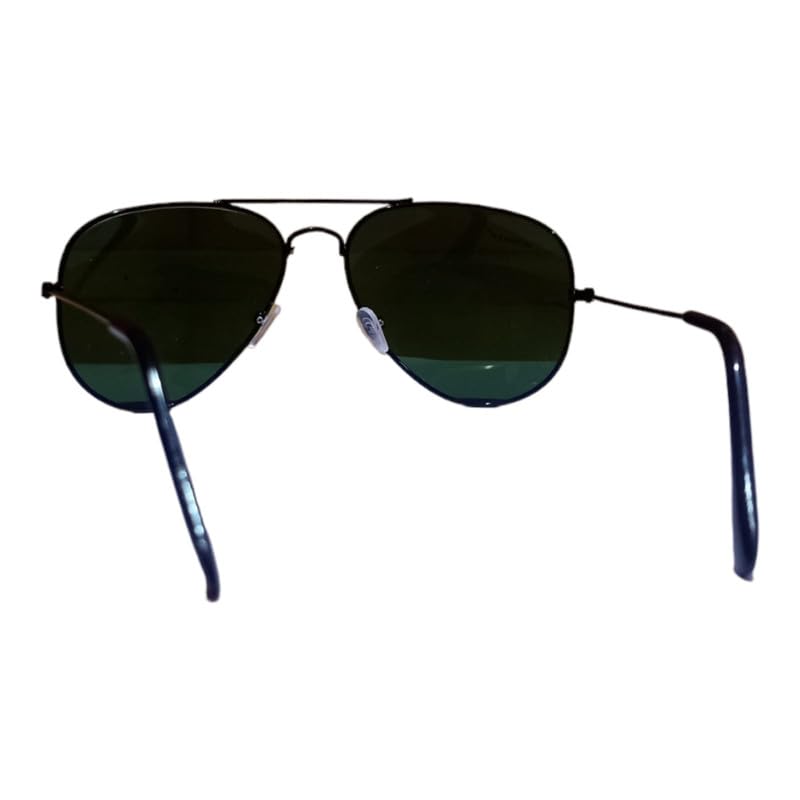 Image of MONIKER Premium Unisex Aviator Sunglass Metal Frame and Green Lens, Free size, with UV400 Protection
