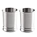 mDesign Modern Stainless Steel Bathroom Cups, Toothbrush Holders, Countertop Tumbler Cups for Rinsing/Drinking, Vanity Accessories and Makeup Brush Organizers, 2 Pack, Elwyn Collection, Brushed/Chrome