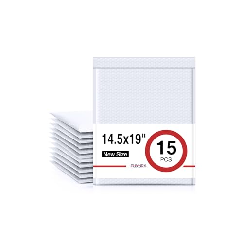 Image of Fuxury Bubble Mailers 14.5x20 inch 15 Pack White Extra Large Padded Envelopes | Usable Size 14.5x19 inch Self Seal Bubble Envelopes Padded Mailers Shipping Bags for Mailing book Clothes Small Business #7