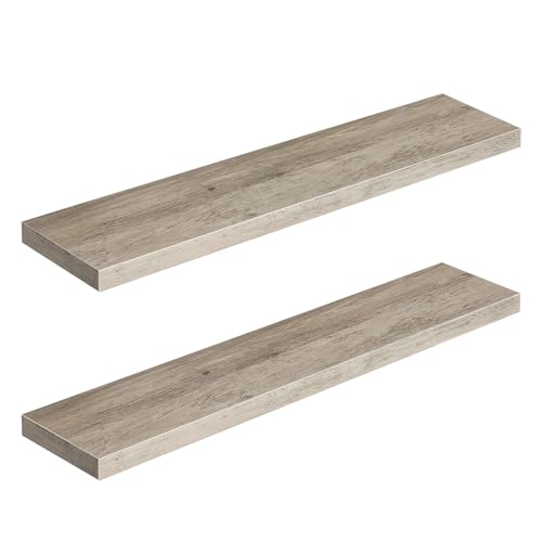 Image of HOOBRO Floating Shelves for Wall, Wall Mounted Shelf Set of 2, 39.4 inch Hanging Shelf with Invisible Brackets, for Wall Decor Storage in Bathroom Bedroom Kitchen Living Room Office, Greige BG100BJP201