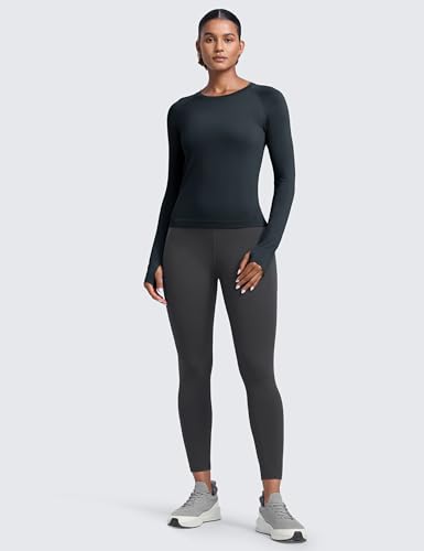 Image of CRZ YOGA Seamless Top Waist Length | Training, Chafe-Free, Slim Fit, Raglan Sleeves, Mesh Vents, Workout, Long Sleeve Shirts for Women