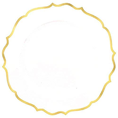 Sophisticated Ornate Premium Plastic Plates with Elegant Gold Trim - 7.75" (Set of 20) - Dinnerware for All Occasions