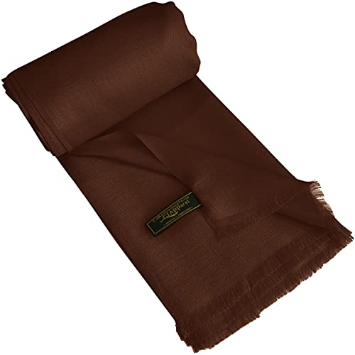 CJ Apparel Chocolate Brown Dark Brown Solid Color Fringe Design Nepalese Shawl Seconds Scarf Wrap Stole Throw Head Wrap Pashmina Hand Made in Nepal New3
