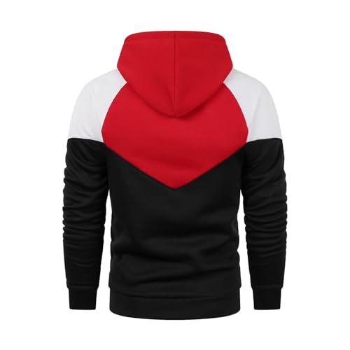 Ymosrh Men's Hoodies, Color Block Athletic Workout Gym Hoodie Long Sleeve Pullover Hooded Sweatshirts, M-2XL2