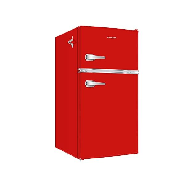 BANGSON Mini Fridge with Freezer, 3.2 CU.FT Small Refrigerator with Freezer, Door Handle, Bottle
